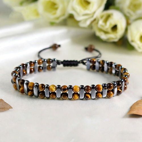 Tiger Eye Stone Magnetic Woven Bracelet