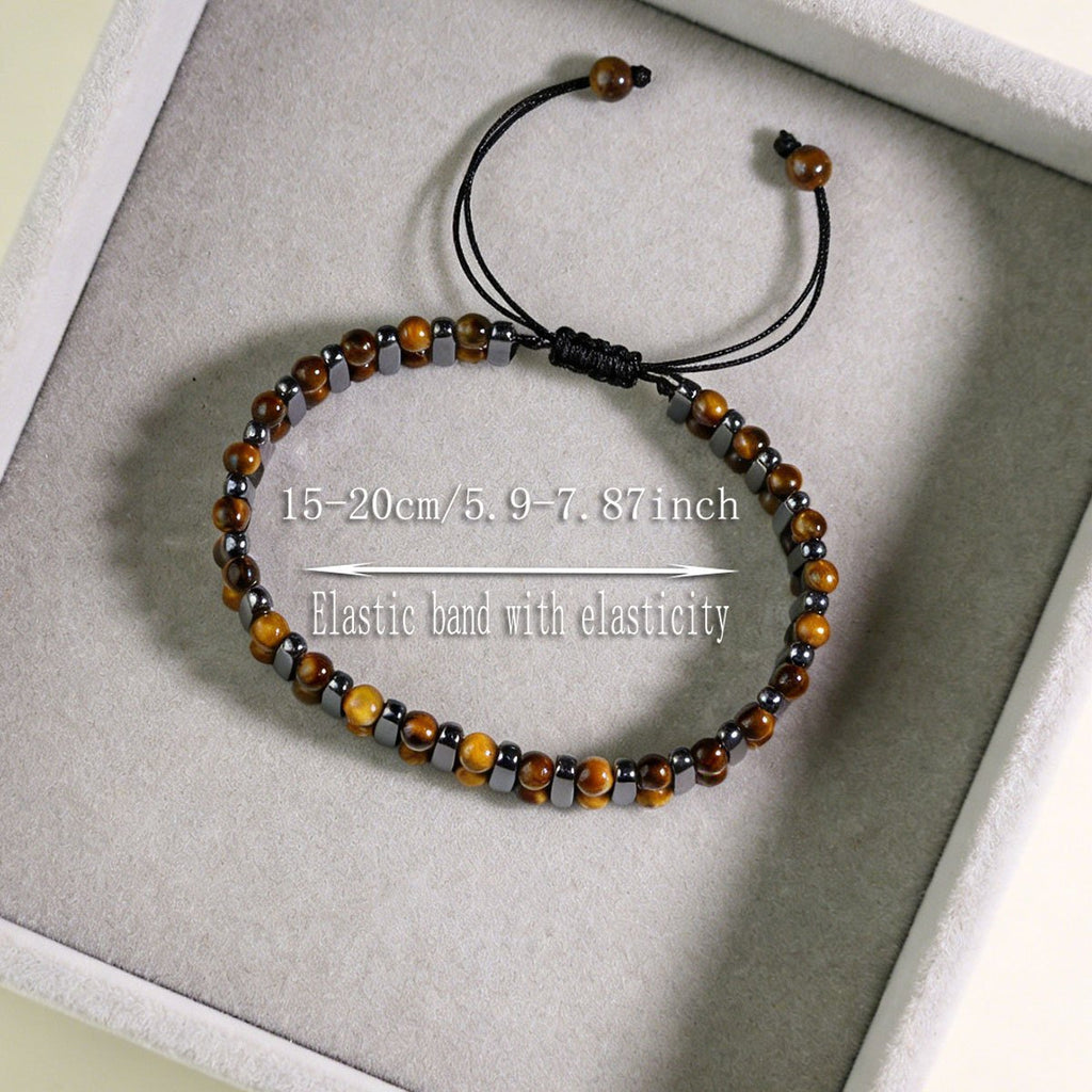 Tiger Eye Stone Magnetic Woven Bracelet