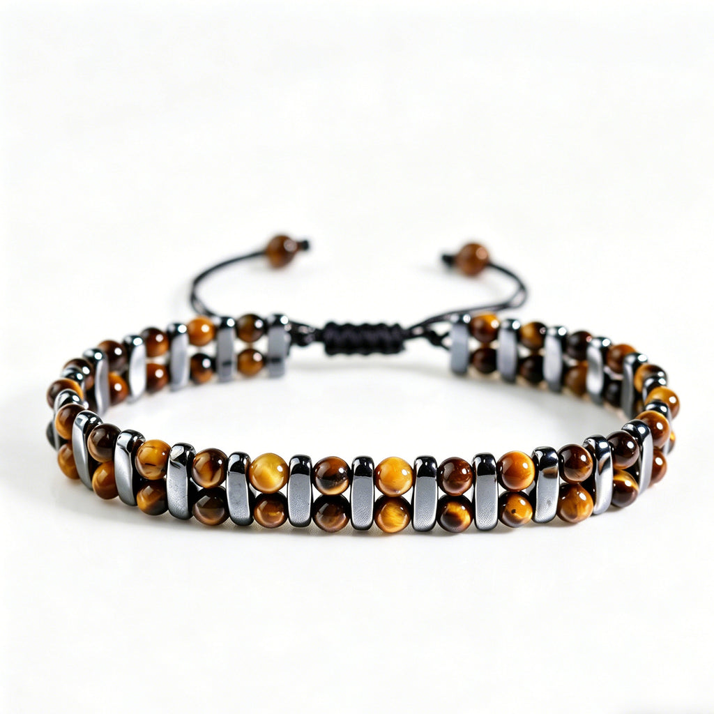 Tiger Eye Stone Magnetic Woven Bracelet